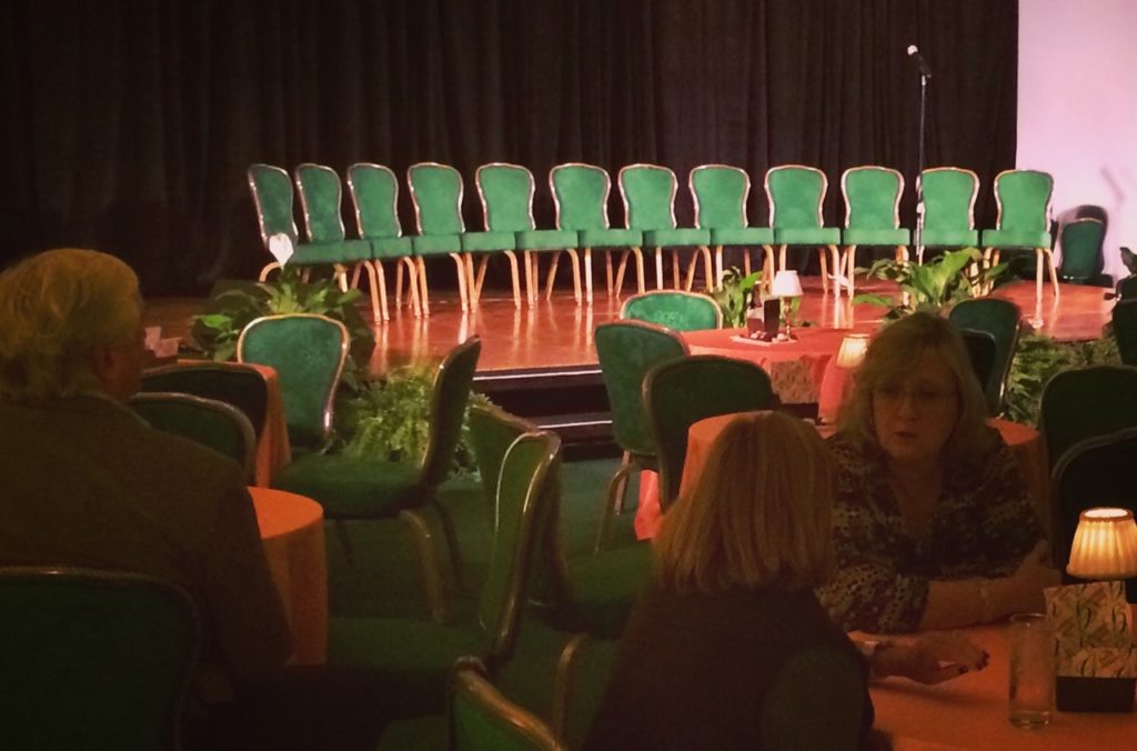 The stage is set for hypnotist comedian Erick Kand at the Greenbrier Resort